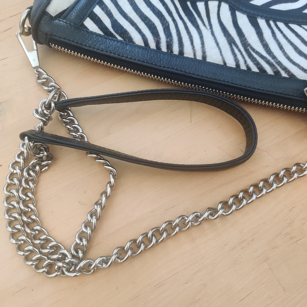 Rebecca Minkoff White Zebra Print Ponyhair Bag euc Black Cross Body Bag - Picture 8 of 10